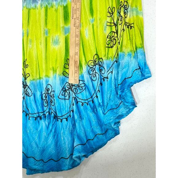 J Gee Tank Midi Dress One Size Multicolor Rainbow Tie Dye Gauzy Embroidered - Picture 9 of 9